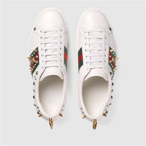 gucci ace studded sneakers black|Gucci ace sneakers interlocking g.